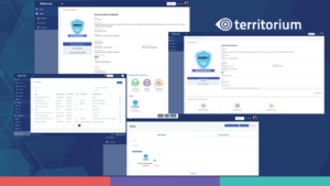 Screens showing Territorium's new stackable credentials and achievements